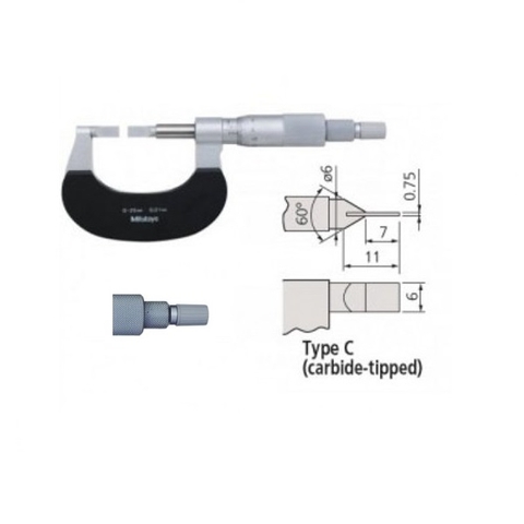 Panme đo ngoài cơ khí , đo rãnh MITUTOYO122-161 (0-25mm x 0,01mm)