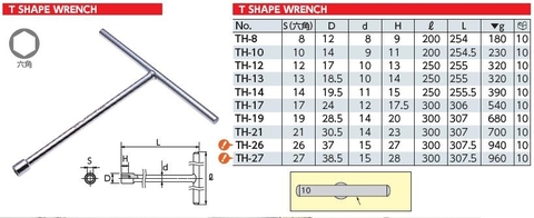 Tay vặn LỤC GIÁC KTC chữ T TH-8
