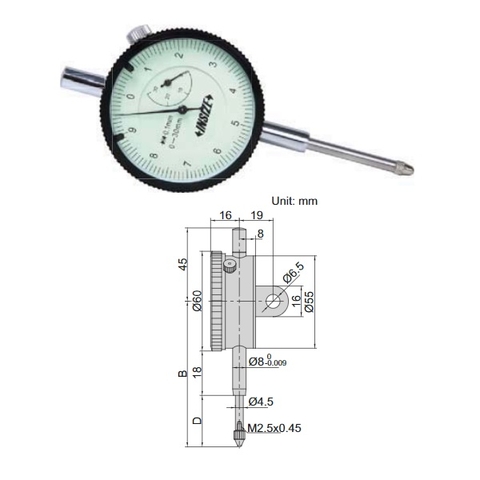 Đồng hồ so cơ khí chỉ thị kim Insize 2318-10 (0-10mm)