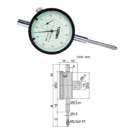 Đồng hồ so cơ khí chỉ thị kim Insize 2318-10F (0-10mm)