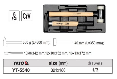 Khay bộ búa đục đột tổng hợp YATO YT-5540