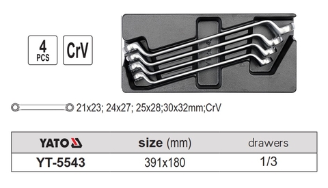 Khay bộ cờ lê 2 đầu tròng hệt mét 4 chi tiết YATO YT-5543