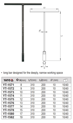 Tay điếu xiết ốc hình chữ T 19mm YT-1582