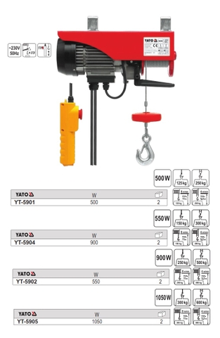 900W-Tời Điện Yato YT-5904 (250/500Kg)
