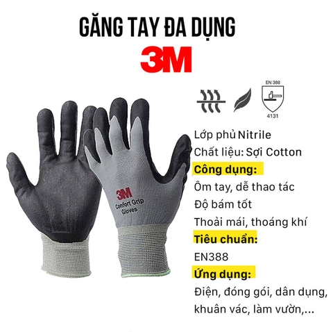 Găng tay đa dụng màu xám 3M NBR-GREY (size 9)