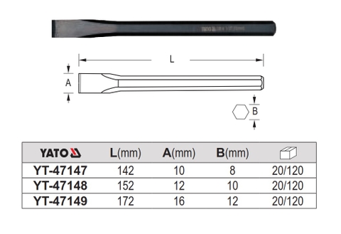 Đục dẹt đen 10mm YATO YT-47147