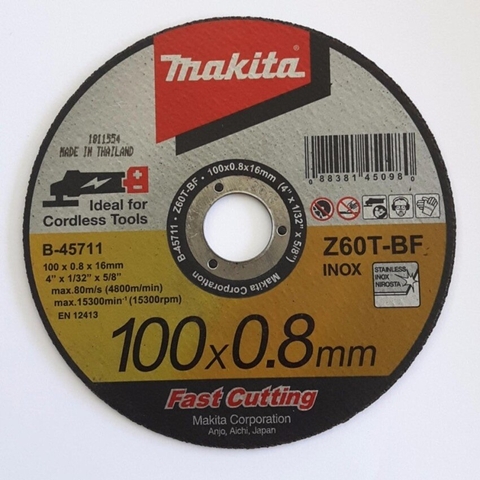 Đá cắt mỏng cho Inox 100x0.8x16mm Makita B-45711