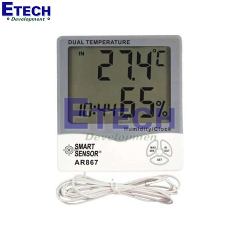 Thiết bị đo nhiệt độ/độ ẩm/đồng hồ để bàn SMARTSENSOR AR867
