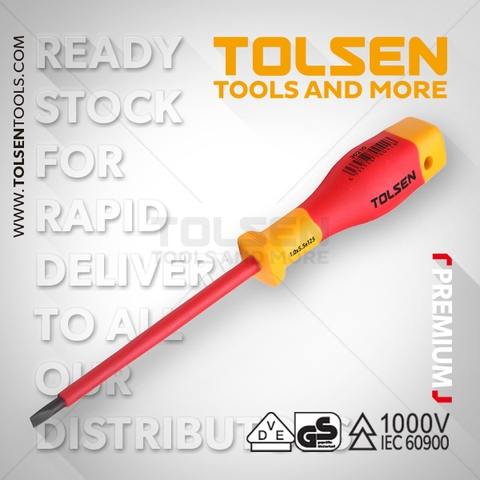 Tua vít 2 cạnh cách điện 1000V Tolsen V30212 (1.2×6.5x150mm)