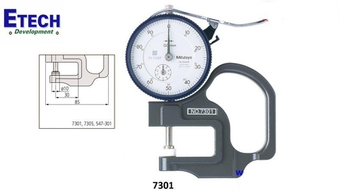 Đồng hồ đo độ dày vật liệu kiểu cơ Mitutoyo 7301 (0-10mm/ 0.01mm) MITUTOYO 7301