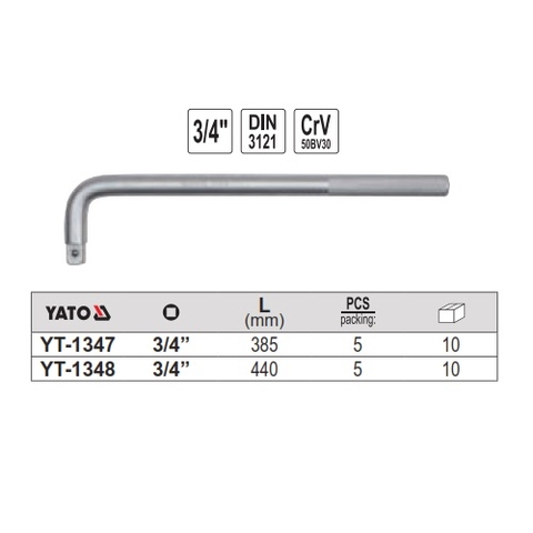 Cần xiết lực chữ L 3/4 inch Yato YT-1348