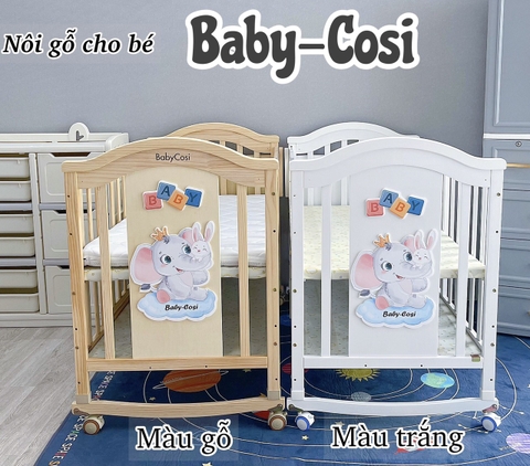 Nôi cũi gỗ đa năng cho bé 6in1 Baby Cosi - Tặng quà phụ kiện kèm theo | Cũi gỗ cho bé sơ sinh