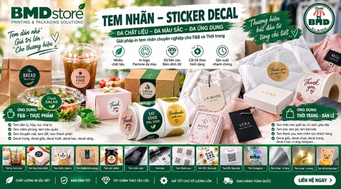 Sticker in đa màu , đa kích thước