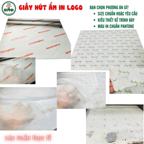 Giấy hút ẩm gói-lót sản phẩm quần áo-giầy dép-túi thời trang chuẩn size 48x70cm in logo (kiểu gói cỡ vừa)
