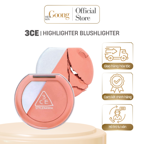 Phấn má hồng kết hợp bắt sáng 3CE Highlighter Blushlighter 4.3g