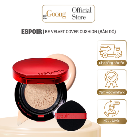 Phấn nước che phủ ESPOIR BE VELVET COVER CUSHION 2025 SPF42 PA+++ 13G (bản vỏ đỏ)