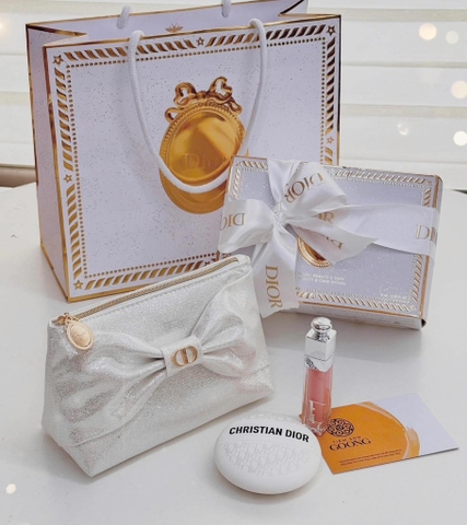 Set Dior 3 món holiday 2026 (kem tay + son dưỡng + túi gift) kèm túi hãng + nơ