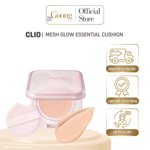 Phấn nươc trang điểm CLIO KILL COVER MESH GLOW ESSENTIAL CUSHION SPF50+,PA++++ (kèm 1 lõi refill) - vỏ hồng đục
