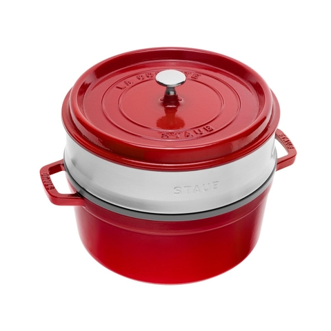 Staub - Nồi gang tròn kèm xửng hấp