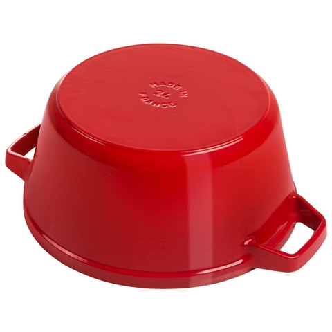 Staub - Bộ nồi gang tròn màu đỏ cherry - 4 món