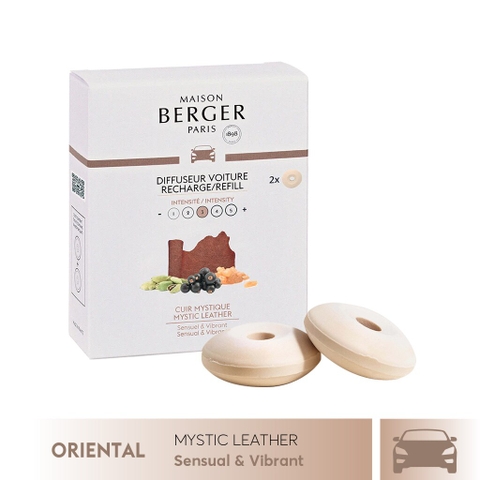 Maison Berger - Bộ tinh dầu xe hơi hương Mystic Leather - 2 cái