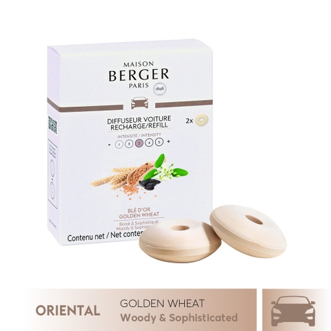 Maison Berger - Bộ tinh dầu xe hơi hương Golden Wheat - 2 cái