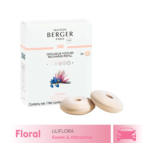 Maison Berger - Bộ tinh dầu xe hơi hương Liliflora - 2 cái