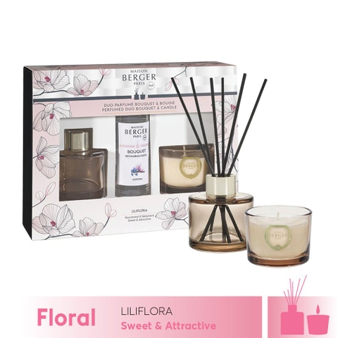 Maison Berger - Bộ lọ tinh dầu khuếch tán và nến thơm Bolero Mini - 3 món