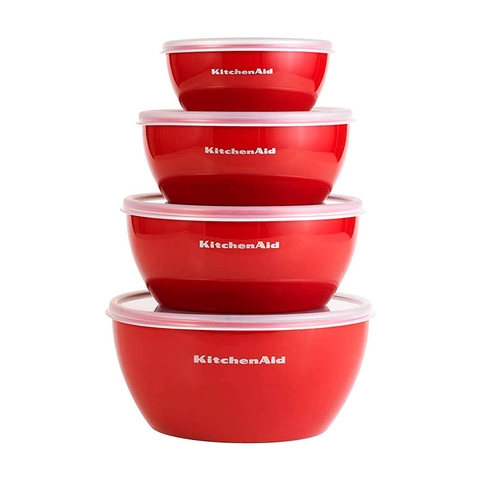 Bộ tô nhựa có nắp đậy KITCHENAID màu đỏ - 4 cái