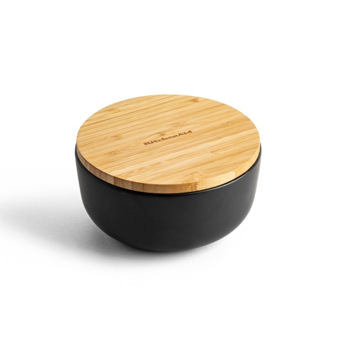 KitchenAid - Tô gốm có nắp tre màu đen - 15cm (1L)