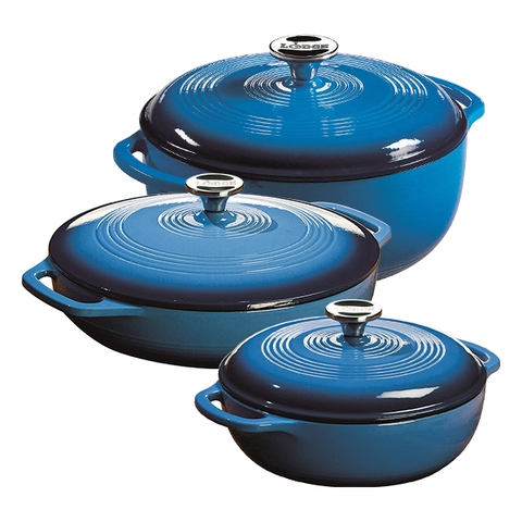 Lodge - Nồi gang phủ men xanh dương nhạt