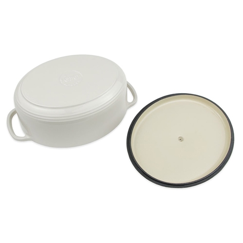 Lodge - Nồi gang oval tráng men màu trắng
