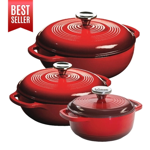 Lodge - Nồi gang phủ men màu đỏ