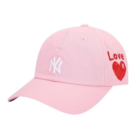Mũ MLB Heart Side Logo Unstructured Ball Cap NY Yankees Pink [ 32CPUA111 50P ]
