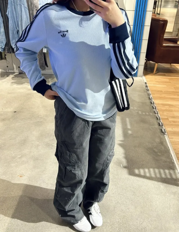 Áo Adidas Retro Sport Sporty Club Long Sleeves Blue [ JM8011 ]