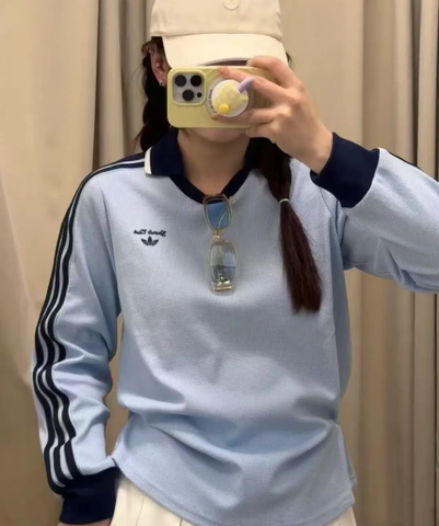 Áo Adidas Retro Sport Sporty Club Long Sleeves Blue [ JM8011 ]