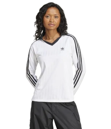 Áo Adidas V-Neck Long Sleeve Tee W White [ JD2605 ]