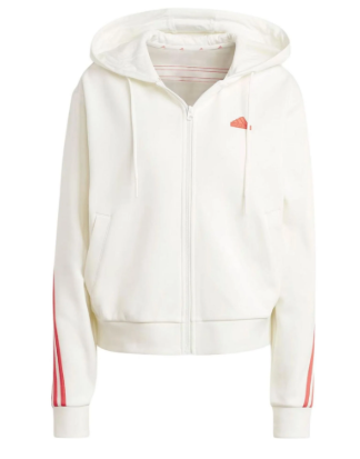 Áo hoodie có khóa kéo toàn bộ 3 sọc Future Icons của adidas - Trắng [ IS3679 ]
