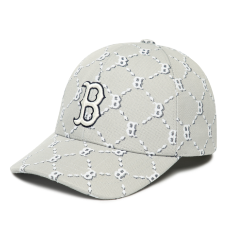 Mũ MLB Monogram Diamond Structure Ball Cap Boston Màu Xám 3ACPM032N-43GRS