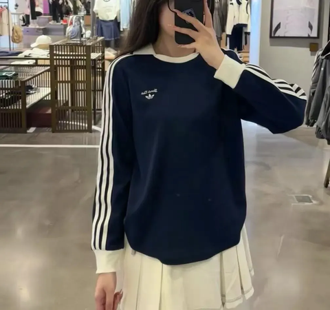 Áo Adidas Retro Sport Sporty Club Long Sleeves Blue [ JM8012 ]