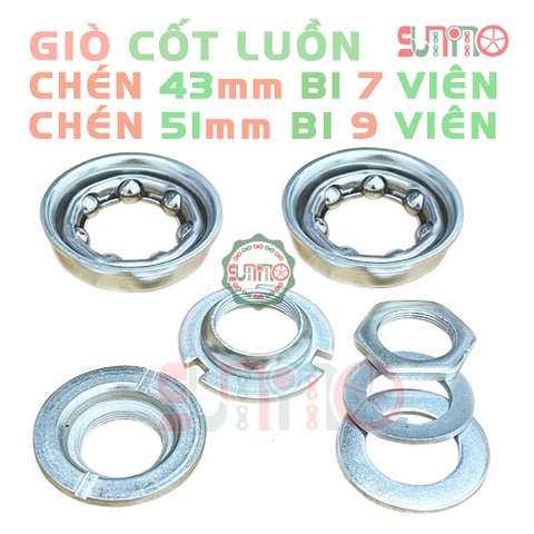 Bộ chén bi côn gắn cho giò dĩa CỐT LUỒN xe đạp