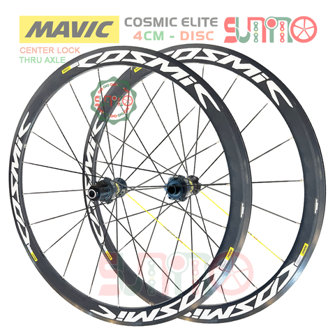 Vành bộ nhôm 4cm xe đạp road MAVIC Cosmic Elite hub THRU áo carbon cối thả HG thắng dĩa center lock