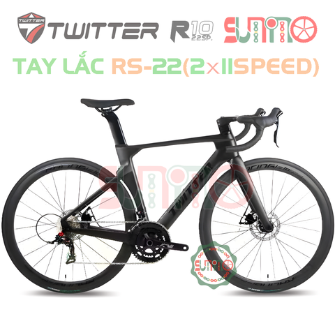 Xe đạp đua carbon TWITTER R10 RS-22S 2024 đen thắng dĩa