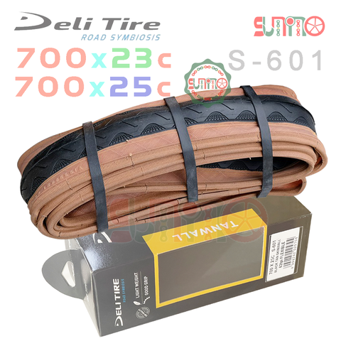 Vỏ gấp xe đạp DELI S-601 Tanwall hông nâu 62TPI gắn xe đạp đua