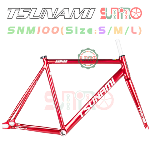 Sườn xe đạp fixed gear TSUNAMI SNM100 màu đỏ chính hãng