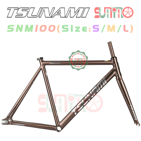 Sườn xe đạp fixed gear TSUNAMI SNM100 titan tự nhiên chính hãng