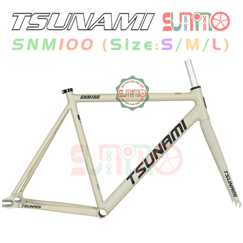 Sườn xe đạp fixed gear TSUNAMI SNM100 trắng sữa chính hãng