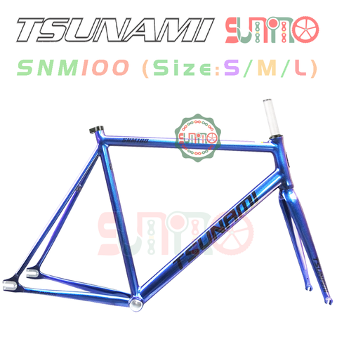 Sườn xe đạp fixed gear TSUNAMI SNM100 xanh đổi màu chính hãng