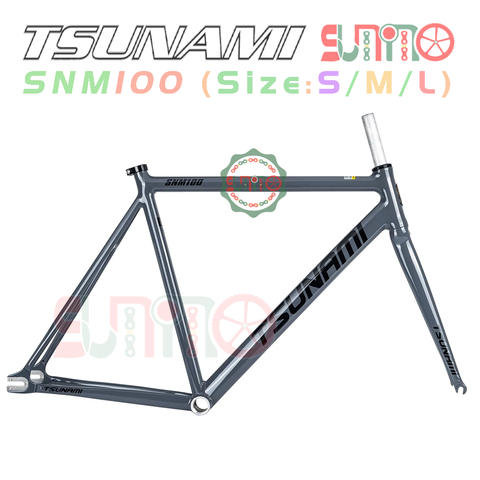Sườn xe đạp fixed gear TSUNAMI SNM100 xám xi măng chính hãng