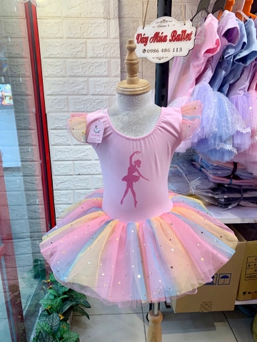 Váy múa girl tiên cầu vồng hồng